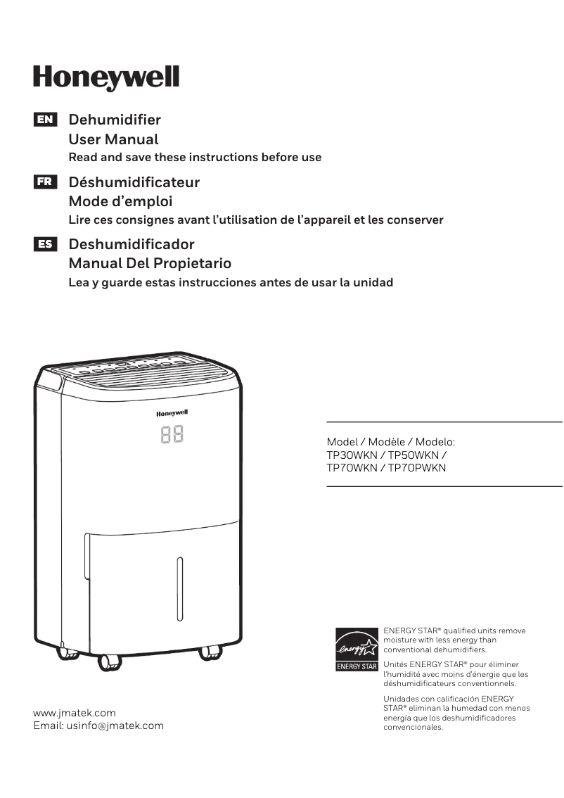 Page n°1 - Manuel d'utilisation et d'entretien Honeywell TP70WK