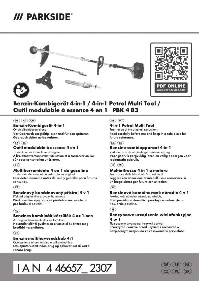 Page 1 de la notice Manuel utilisateur Parkside PBK 4 B3