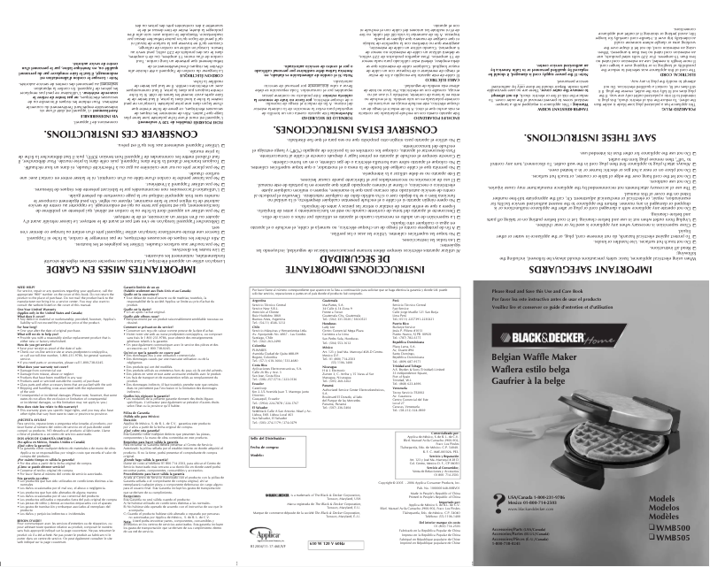 Image de la première page du manuel de l'appareil WMB500