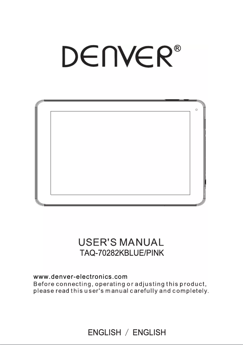 Page n°1 - Manuel utilisateur Denver TAQ-70282