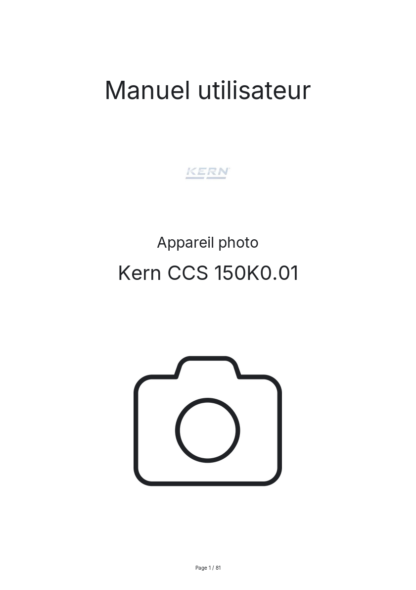 Page n°1 - Manuel utilisateur Kern CCS 150K0.01