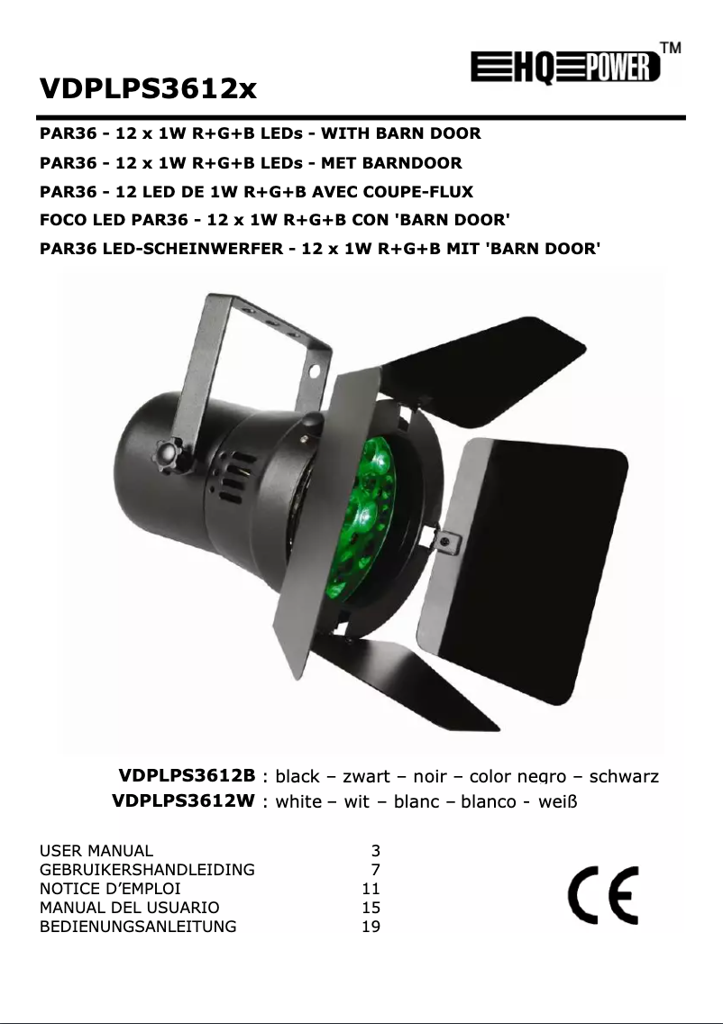 Página 1 del manual Manual de usuario HQ Power PAR36
