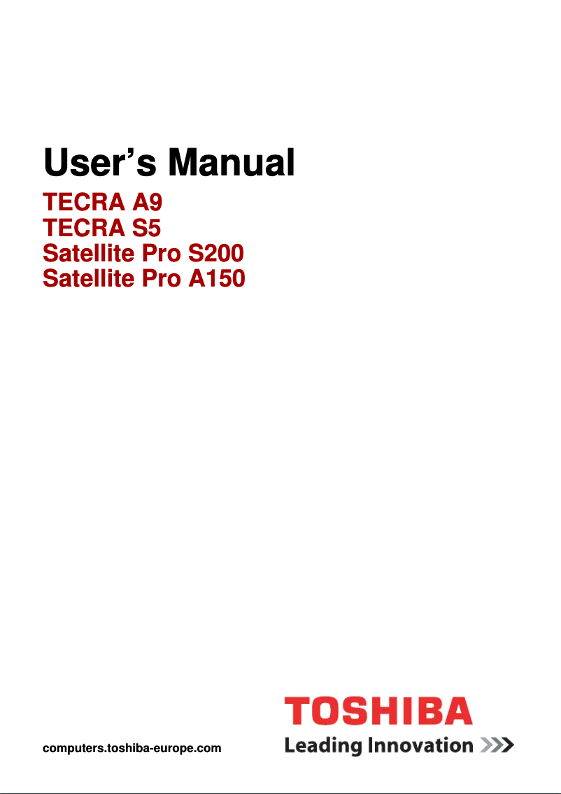 Page 1 de la notice Manuel utilisateur Toshiba Tecra S5