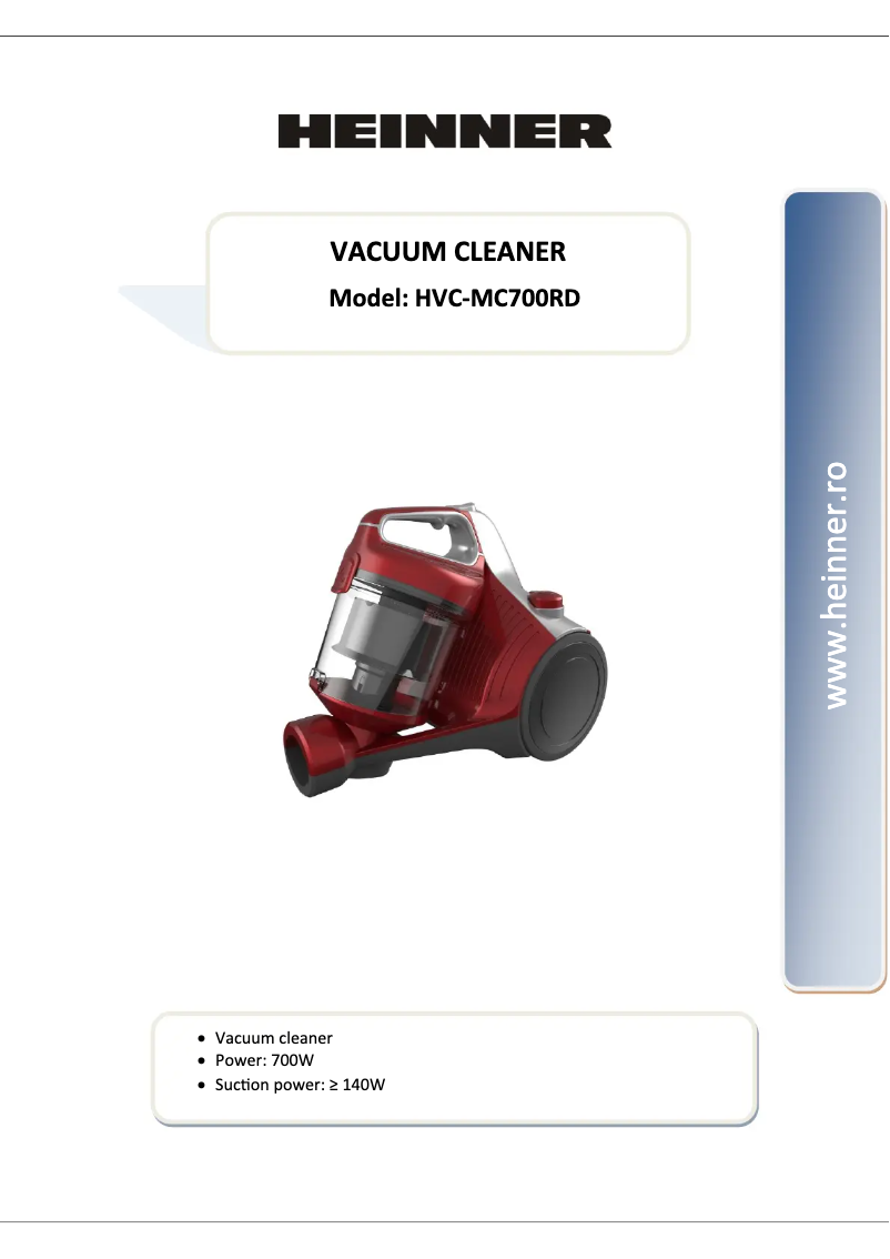 Image de la première page du manuel de l'appareil HVC-MC700RD