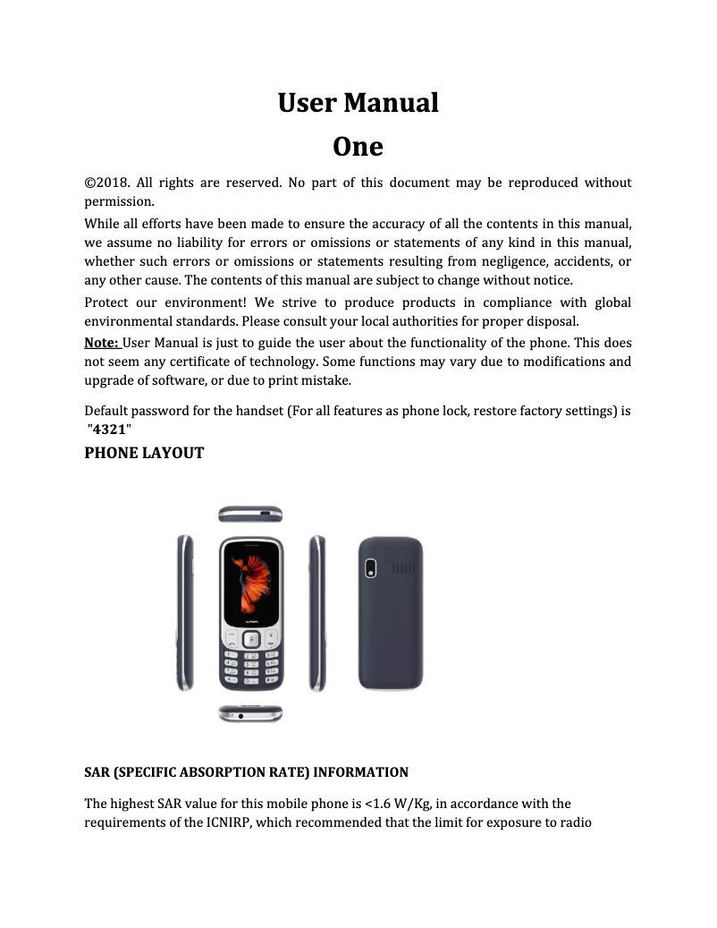 Image de la première page du manuel de l'appareil One