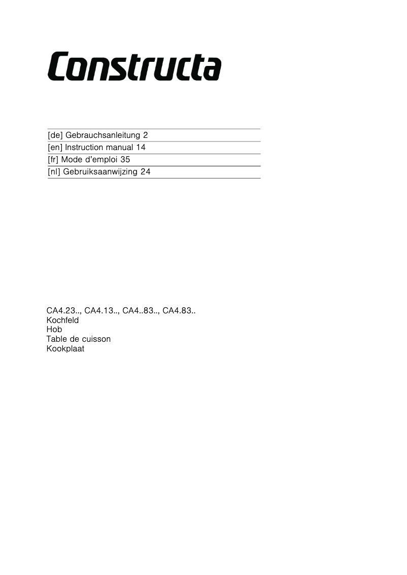 Page 1 de la notice Manuel utilisateur Constructa CA428350