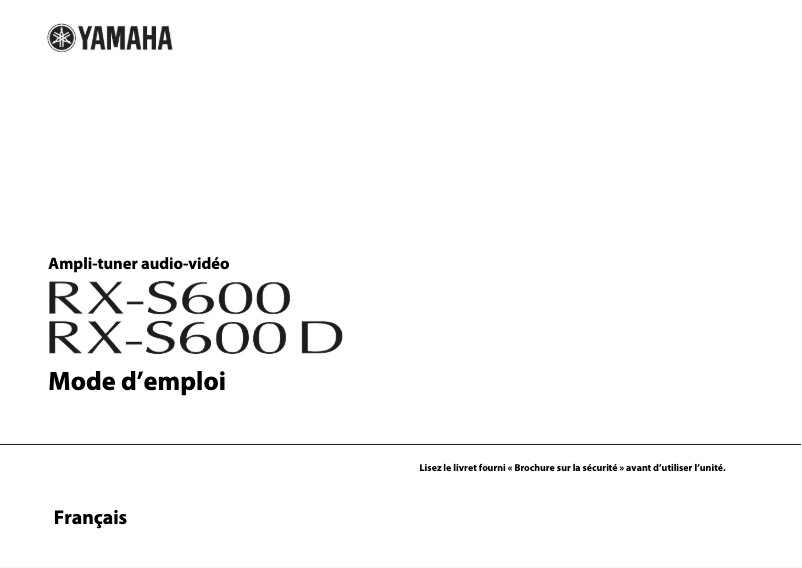 Page 1 de la notice Mode d'emploi Yamaha RX-S600D