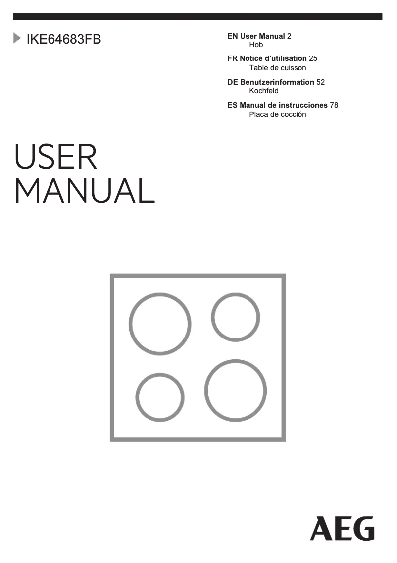 Page n°1 - Manuel utilisateur AEG IKE64683FB