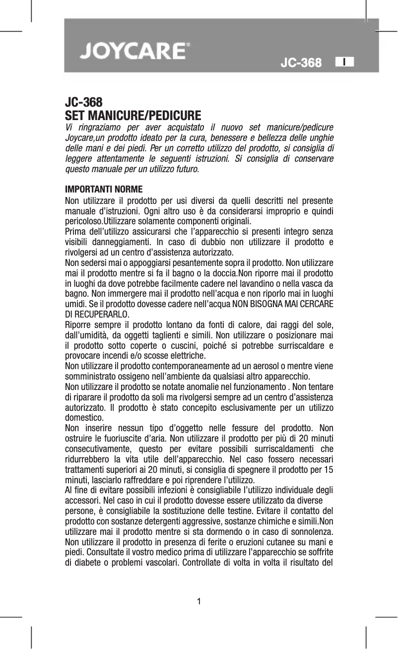 Página 1 del manual Manual de usuario Joycare JC-368