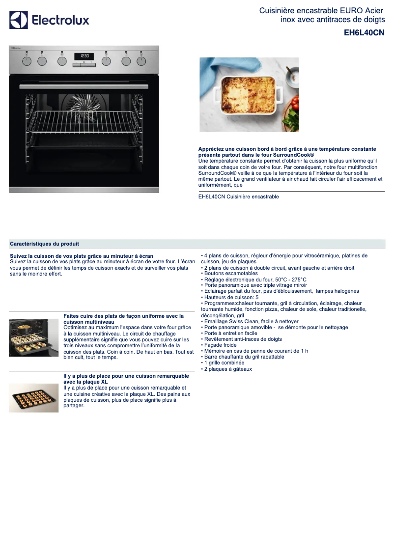 Page n°1 - Fiche technique Electrolux EH6L40CN