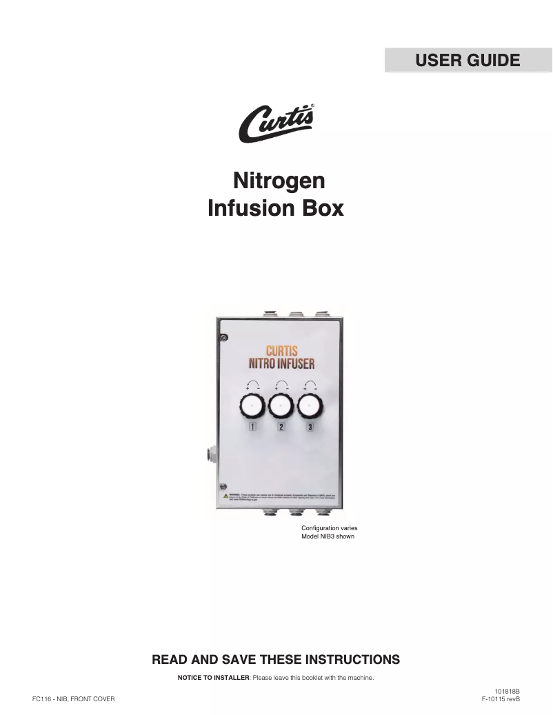 Page n°1 - Manuel utilisateur Wilbur Curtis NIB3