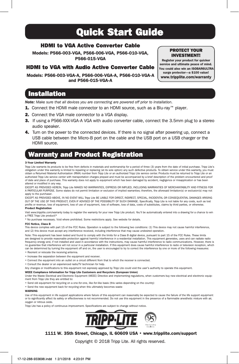 Image de la première page du manuel de l'appareil P566-010-VGA-A