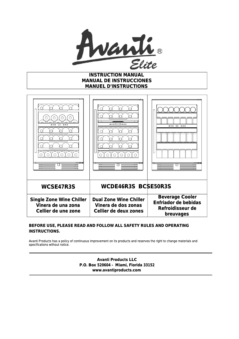 Page n°1 - Manuel utilisateur Avanti BCSE50R3S