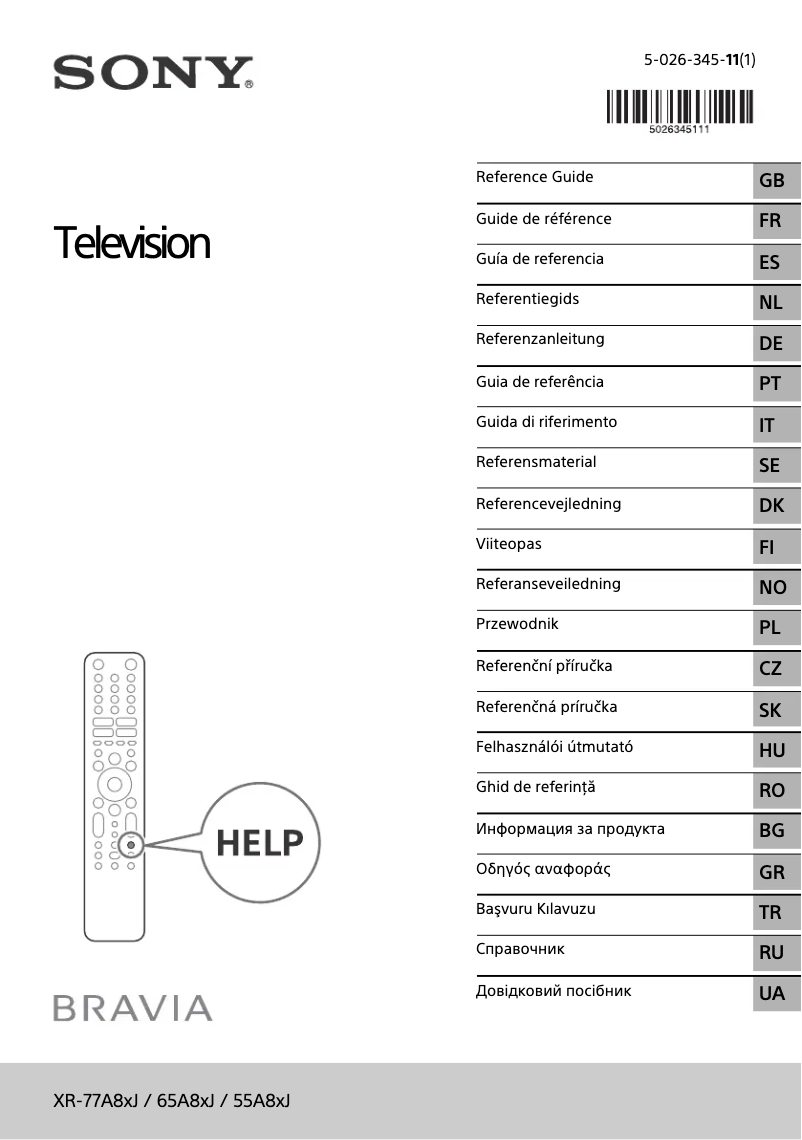 Page 1 de la notice Manuel utilisateur Sony OLED 4K Bravia XR-65A83JAEP