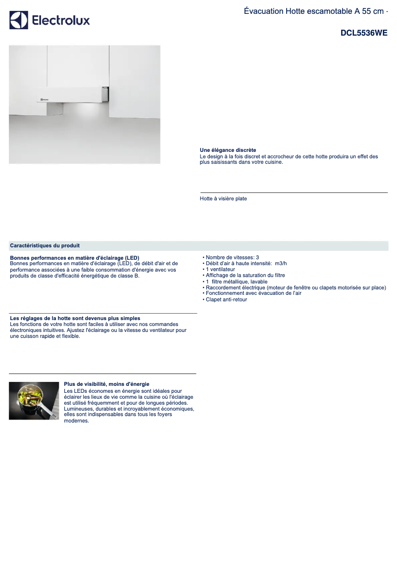 Page n°1 - Fiche technique Electrolux DCL5536WE