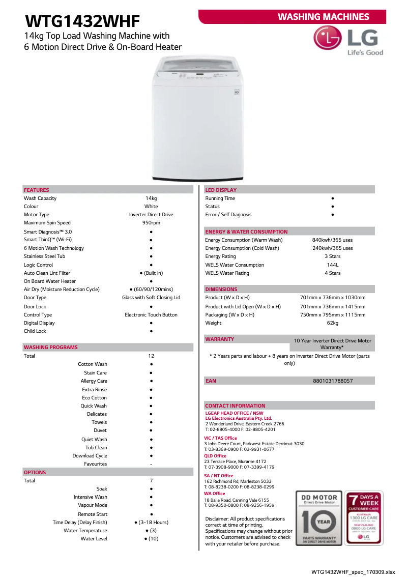 Image de la première page du manuel de l'appareil WTG1432WHF