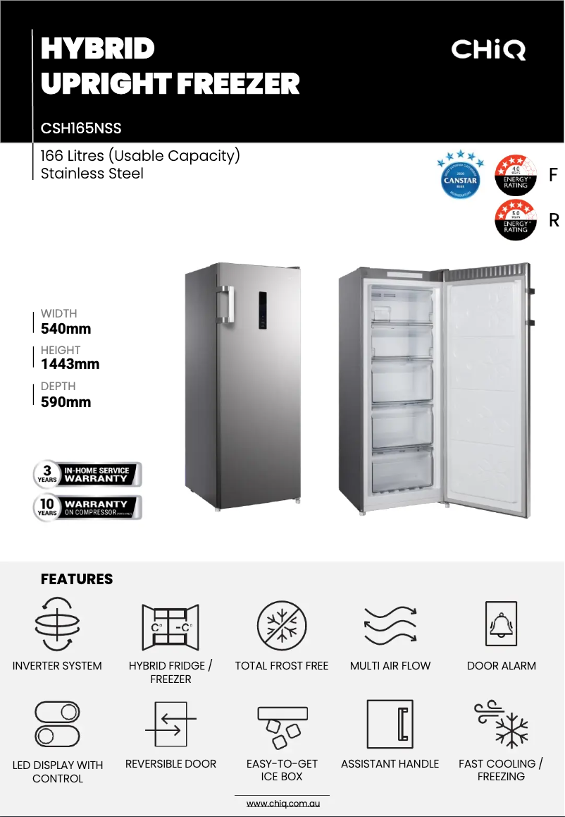 Imagen de la primera página del manual del dispositivo CSH165NSS