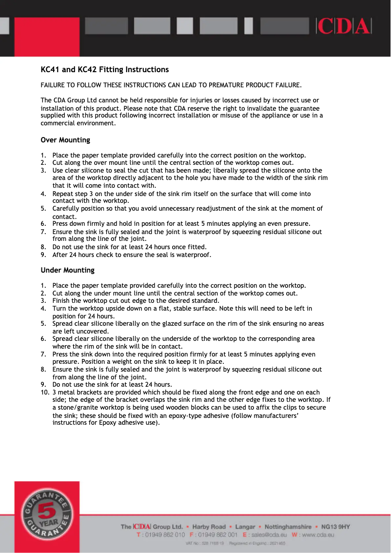 Page n°1 - Manuel utilisateur CDA KC42WH