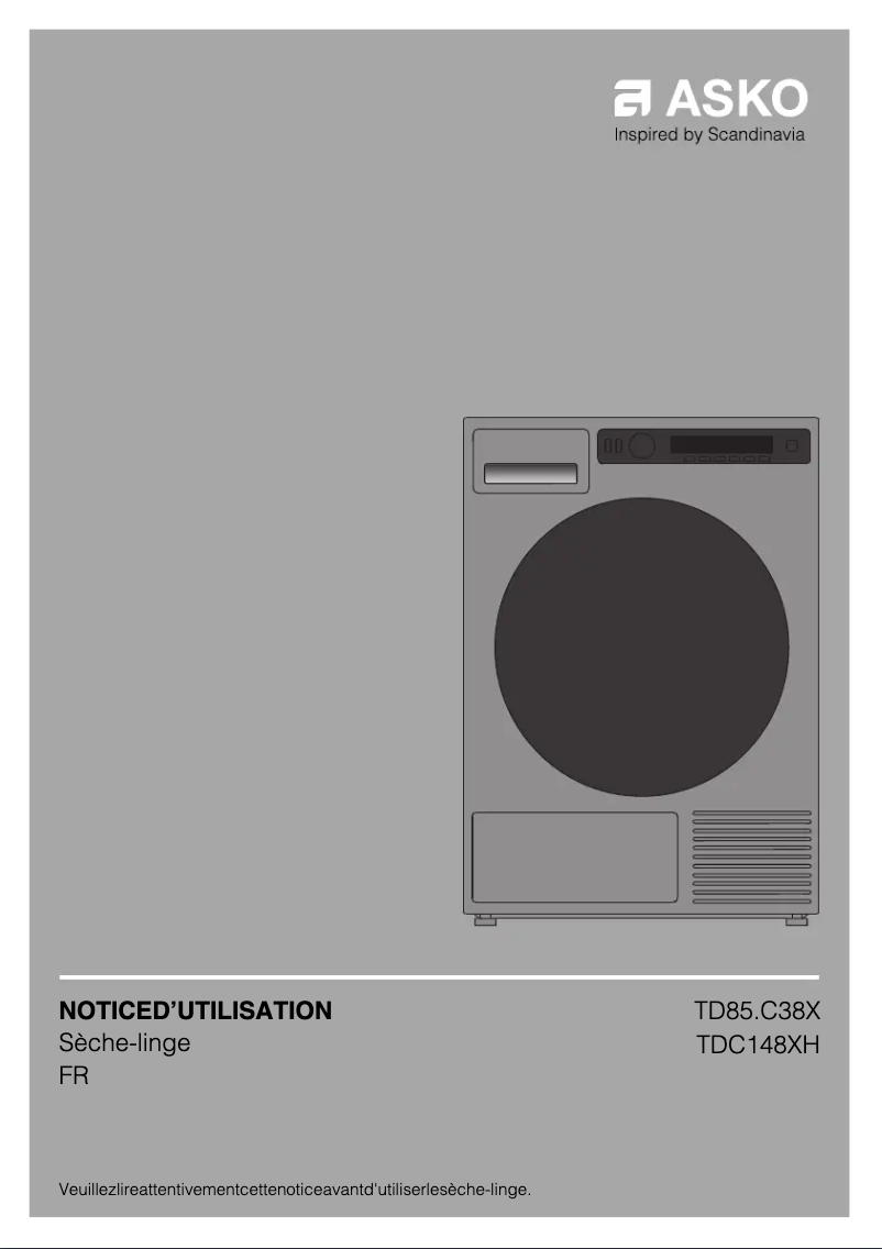 Page 1 de la notice Manuel utilisateur Asko TDC1481HCS