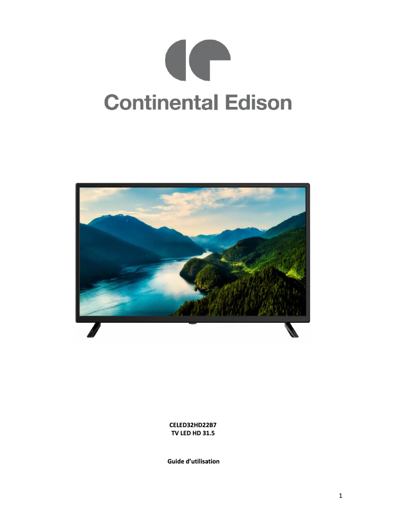 Page 1 de la notice Manuel utilisateur Continental Edison CELED32HD22B7