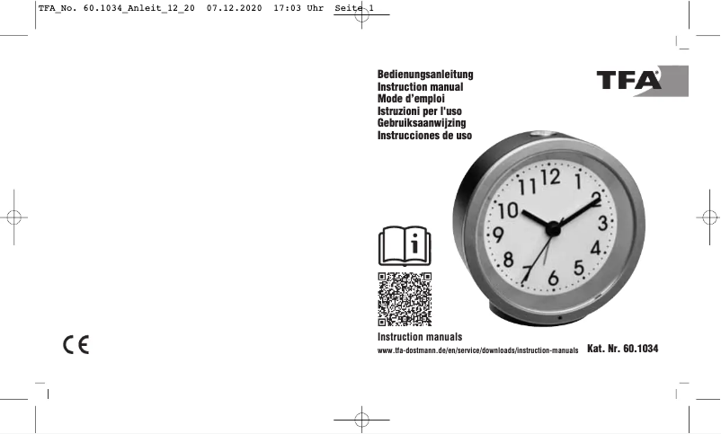 Page 1 de la notice Manuel utilisateur TFA 60.1034.01