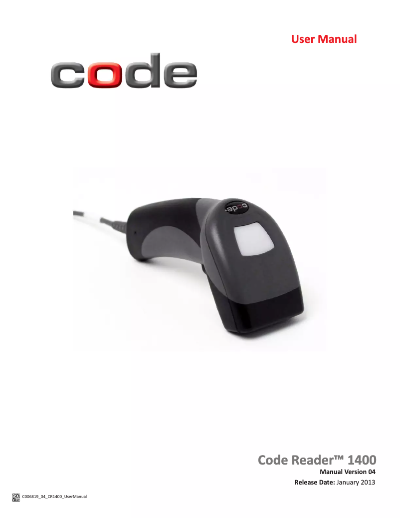 Page n°1 - Manuel utilisateur Code Reader CR1400