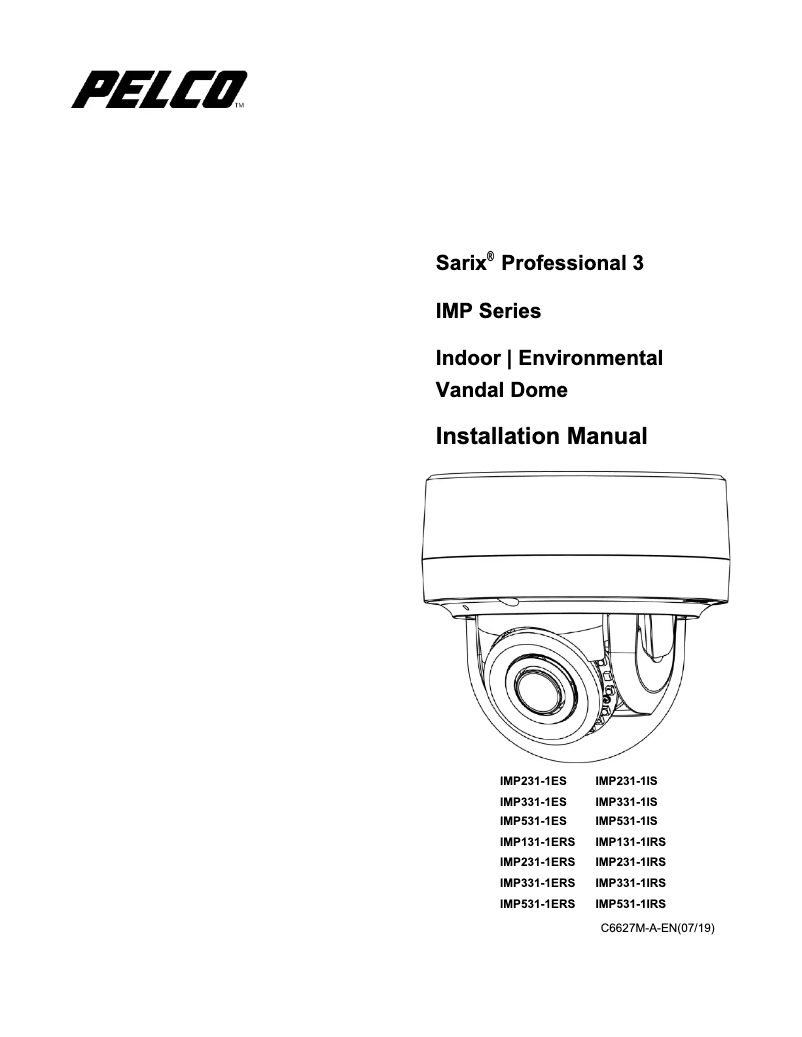 Page 1 de la notice Manuel utilisateur Pelco Sarix Professional IMP531-1ERS