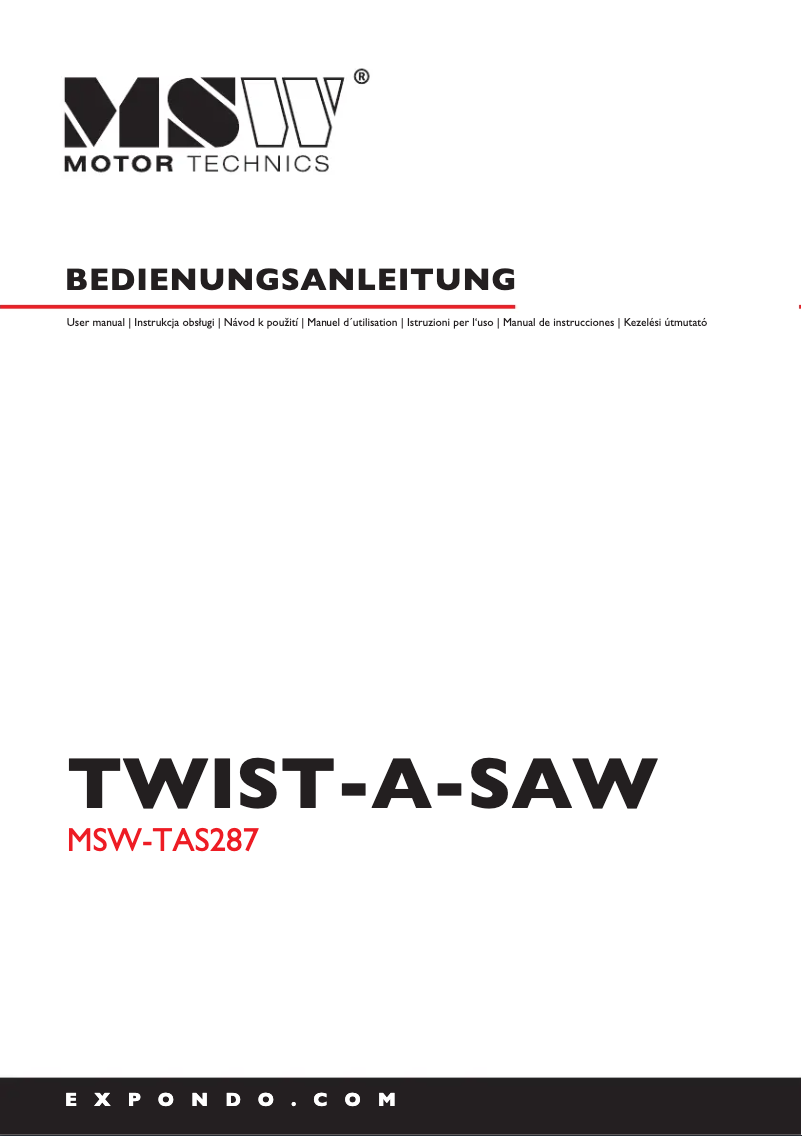 Page n°1 - Manuel utilisateur MSW MSW-TAS287