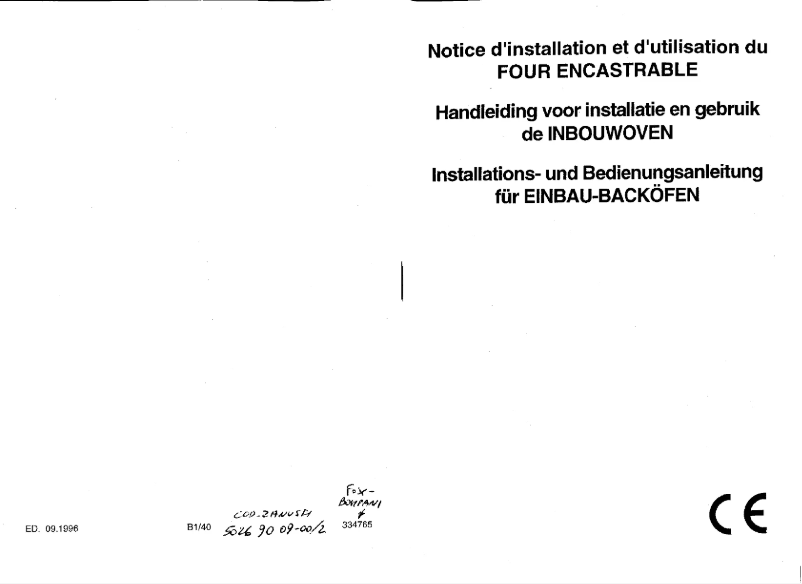 Page 1 de la notice Manuel utilisateur Zanker F 22 ba