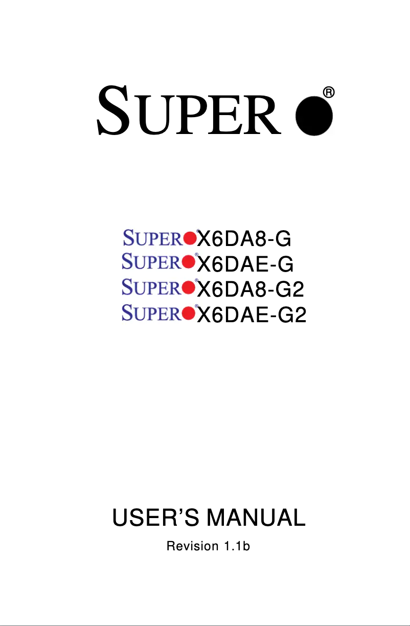 Page 1 de la notice Manuel utilisateur Supermicro X6DA8-G