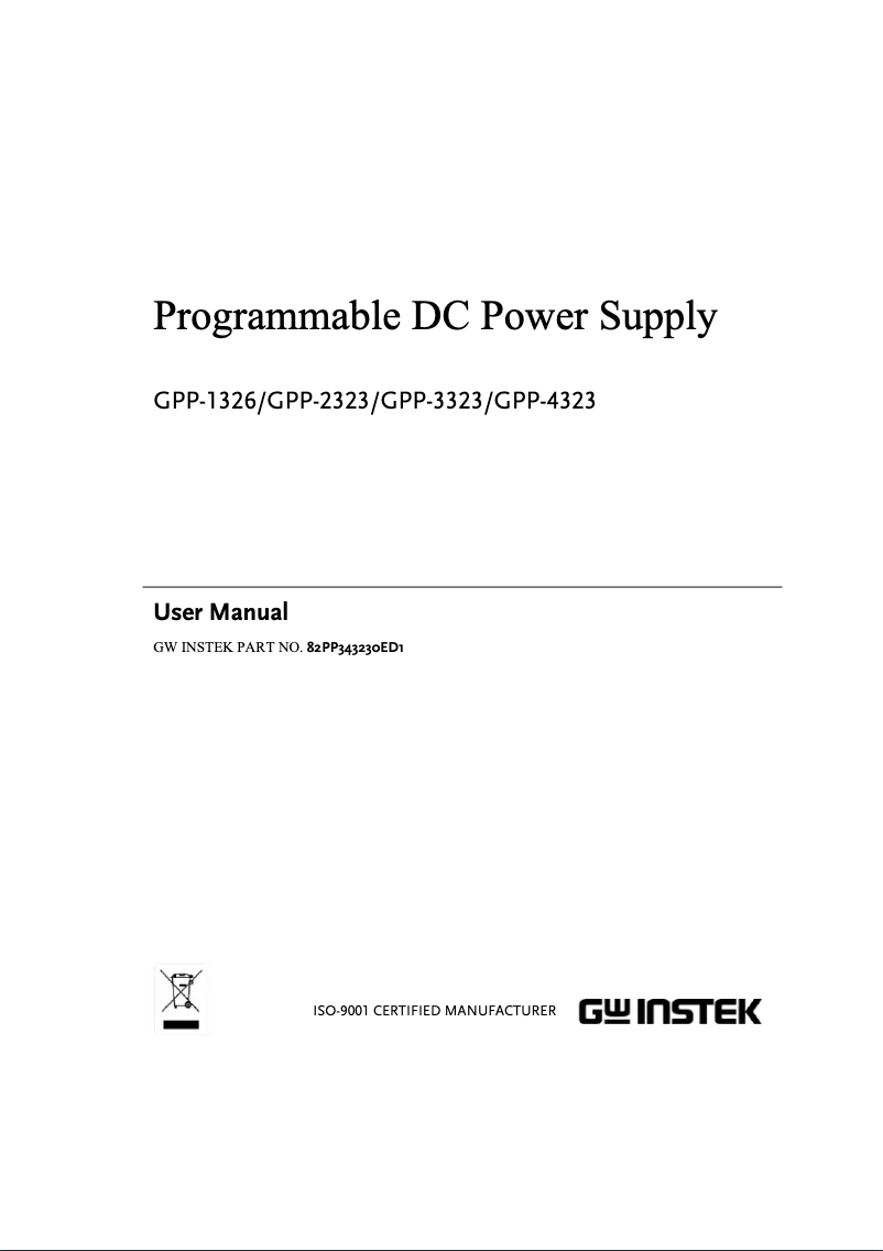 Page n°1 - Manuel utilisateur GW Instek GPP-4323