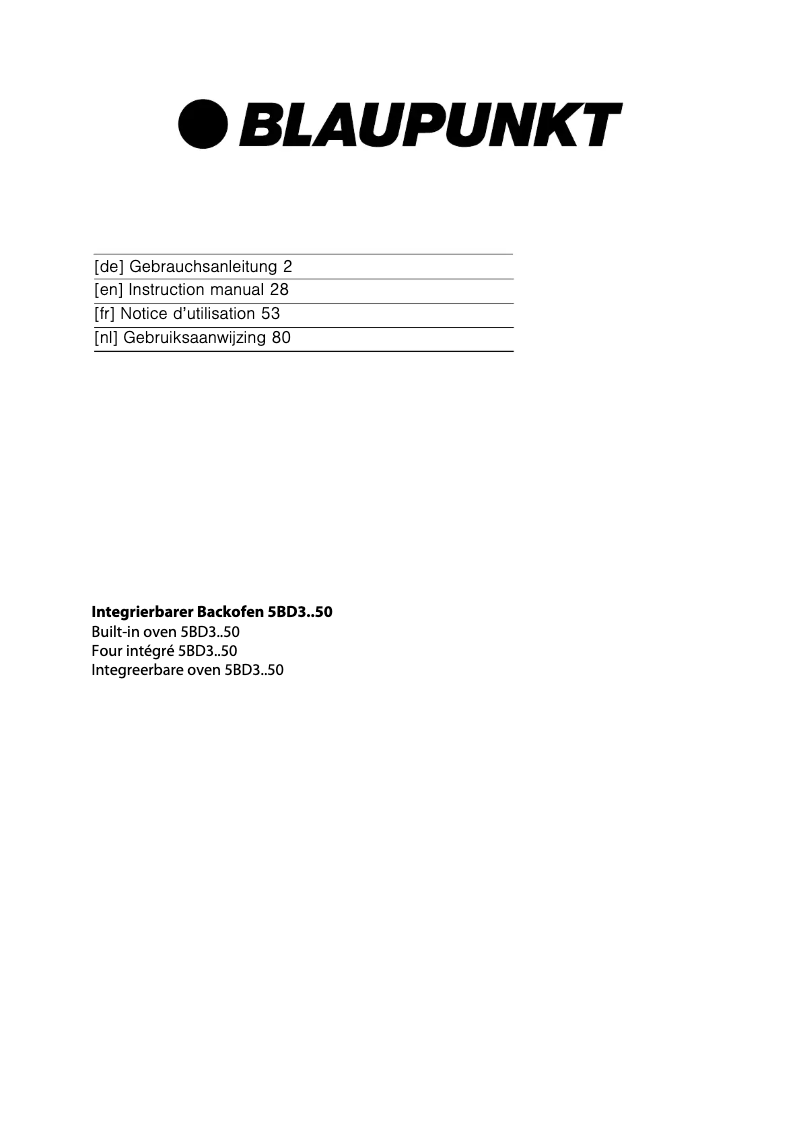 Page 1 de la notice Manuel utilisateur Blaupunkt 5BD36550