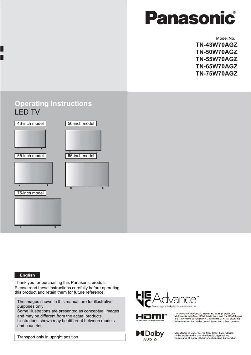 Page 1 de la notice Manuel utilisateur Panasonic TN-55W70AGZ