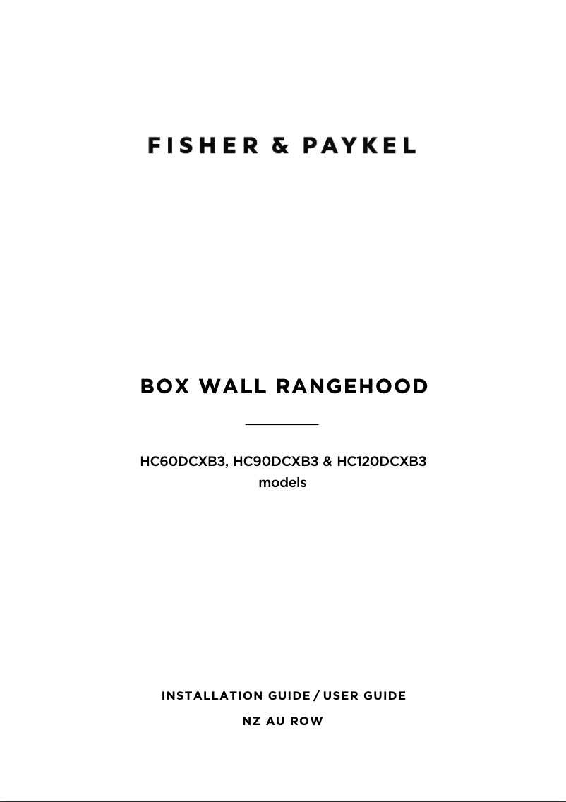 Page 1 de la notice Guide d'installation Fisher & Paykel HC60DCXB3