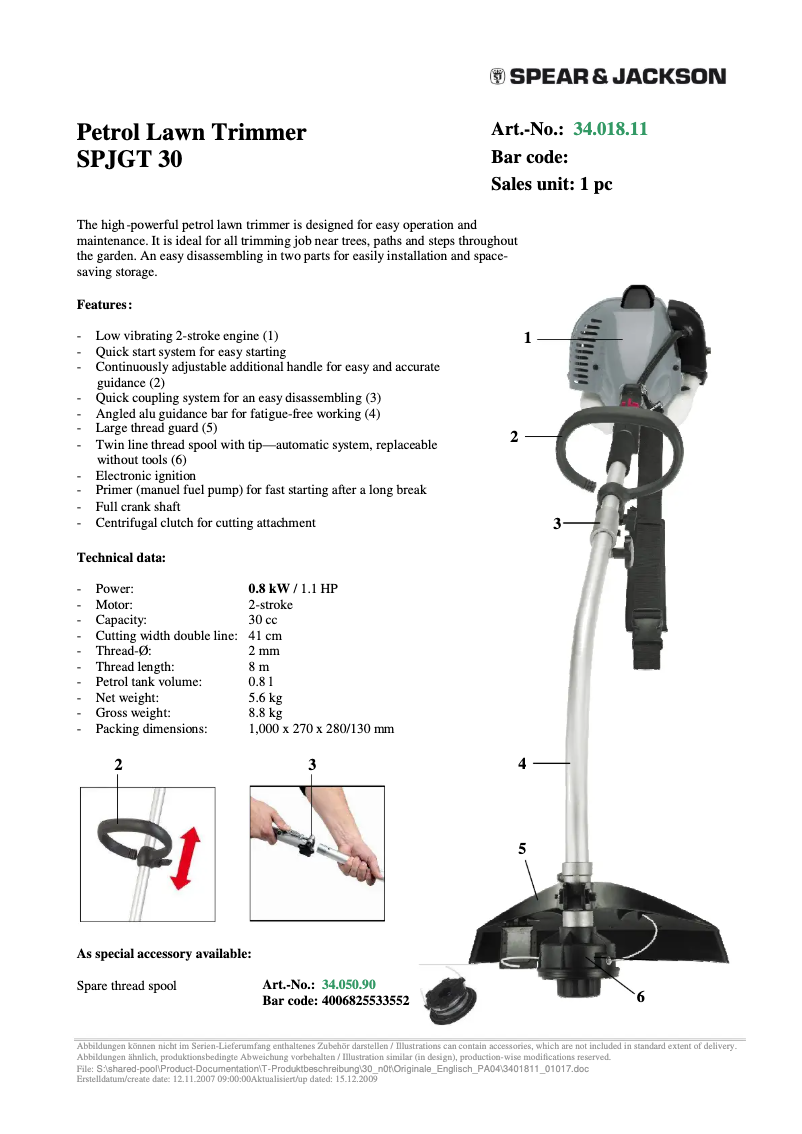 Image de la première page du manuel de l'appareil SPJGT 30