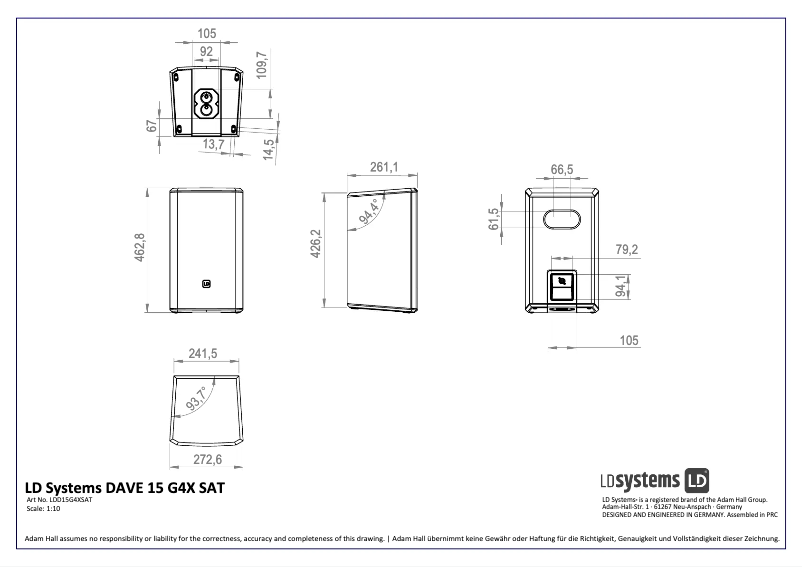 Page n°1 - Fiche technique LD Systems DAVE 15 G4X