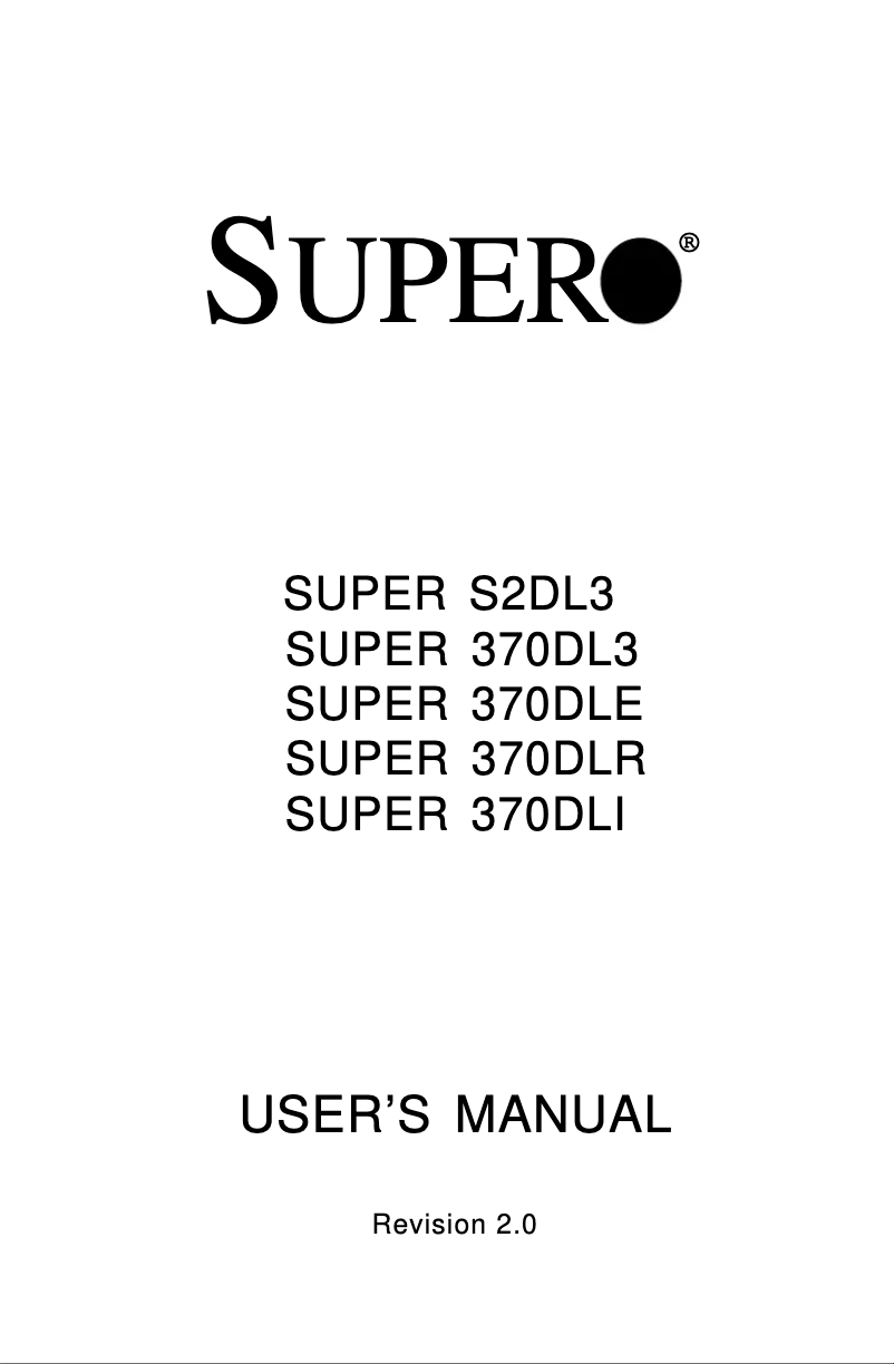 Page 1 de la notice Manuel utilisateur Supermicro S2DL3