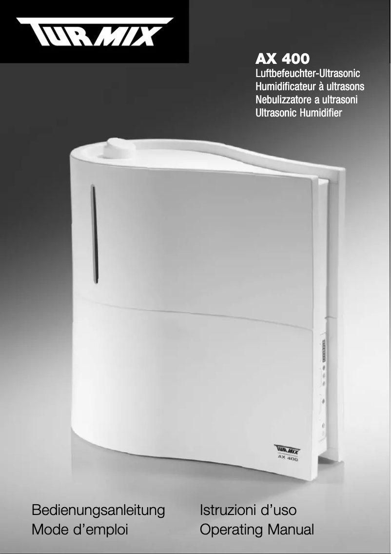 Image de la première page du manuel de l'appareil Humidifiers AX 400