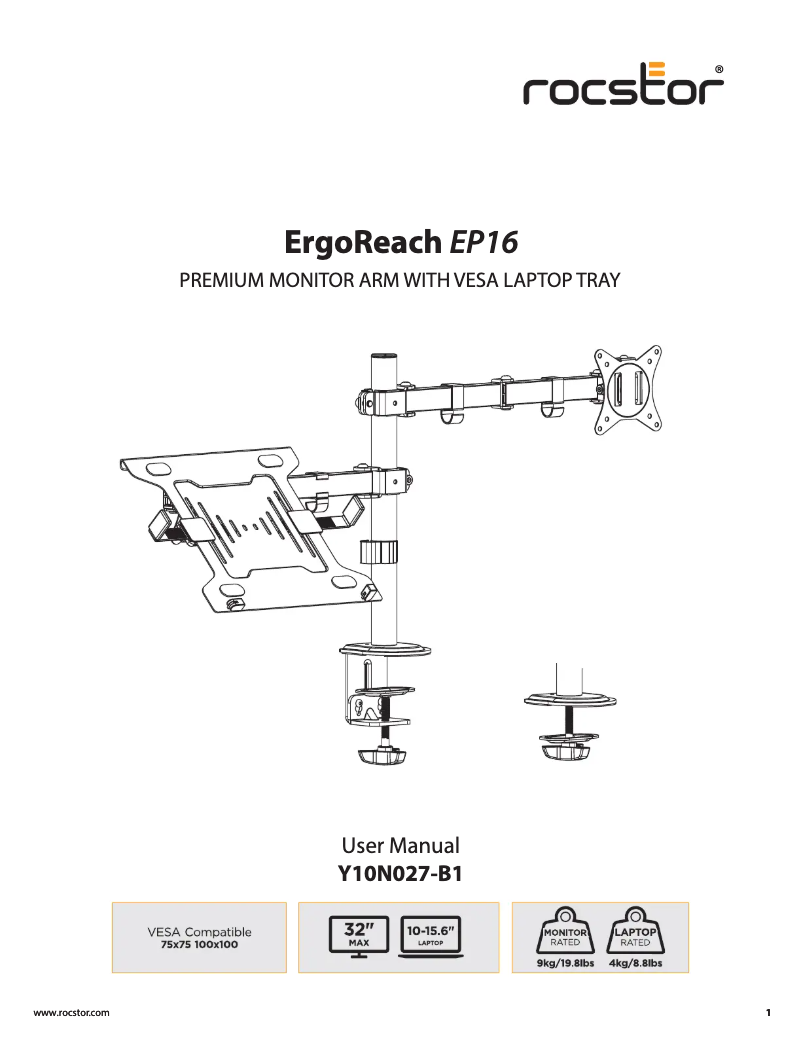 Página 1 del manual Manual de usuario Rocstor ErgoReach EP1