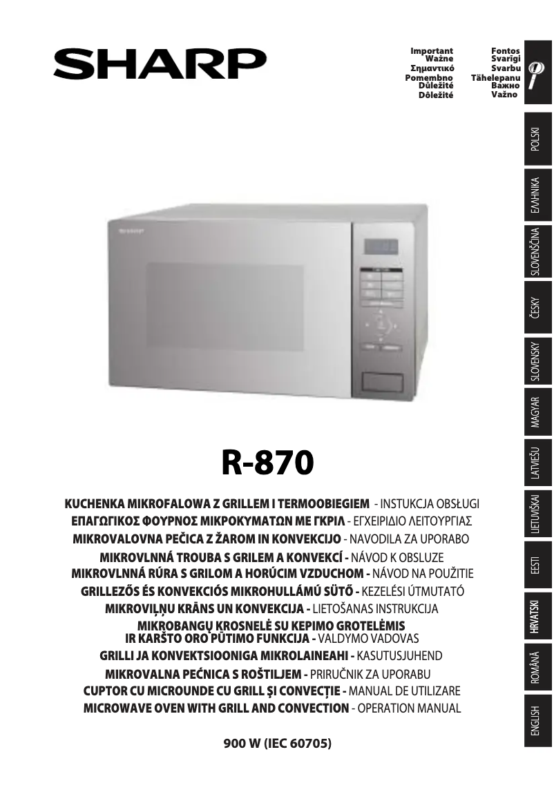 Page 1 de la notice Manuel utilisateur Sharp R-870S