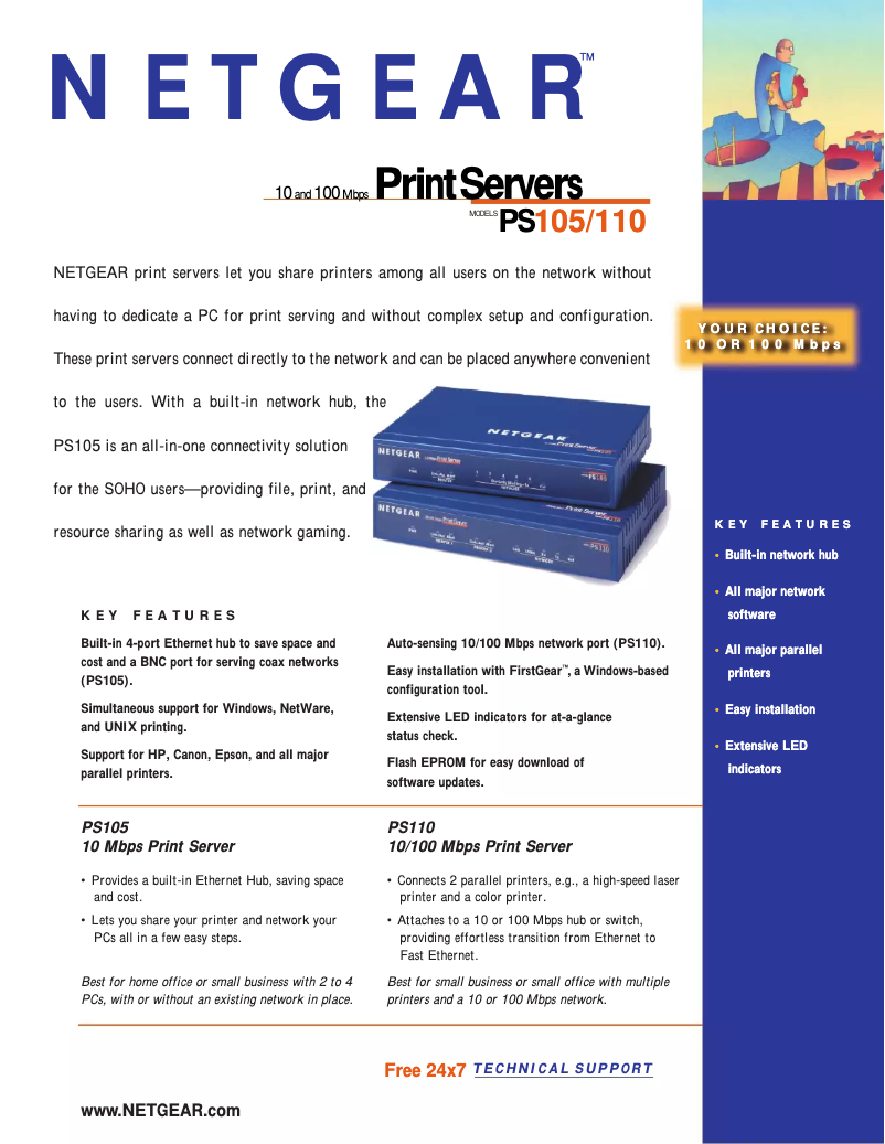 Page n°1 - Fiche technique Netgear PS110