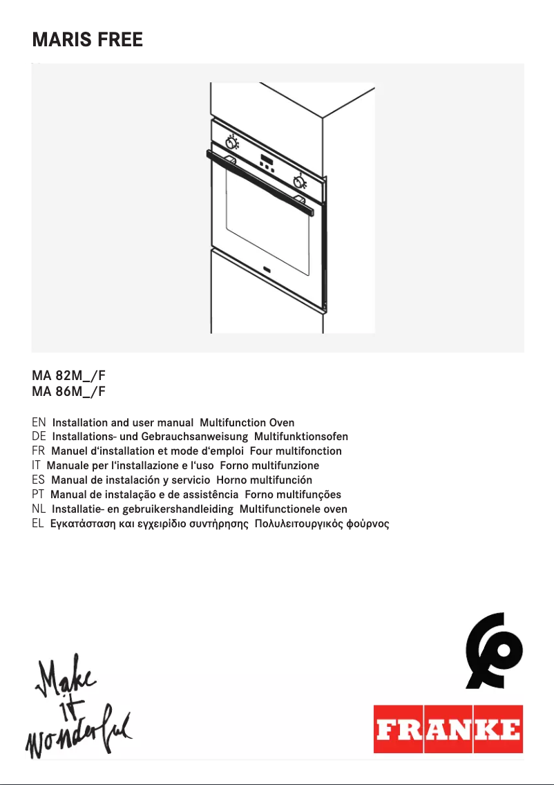 Page 1 de la notice Manuel utilisateur Franke MA 82 M BK/F