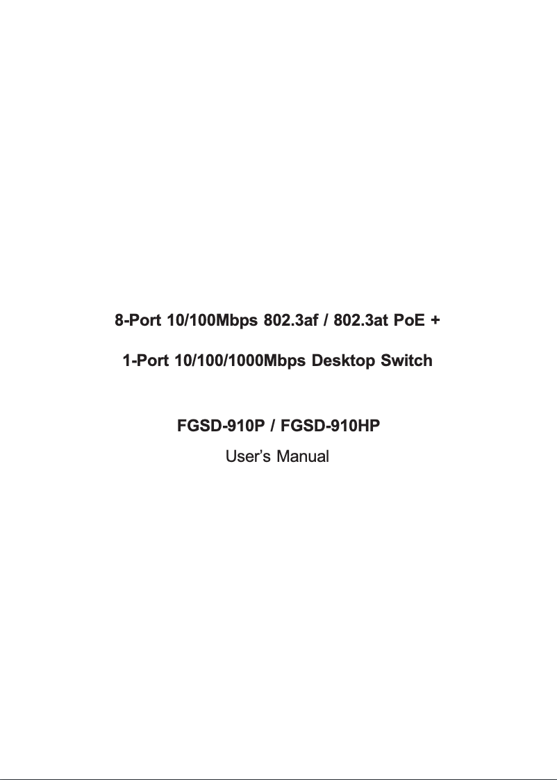 Page n°1 - Manuel utilisateur Planet FGSD-910HP