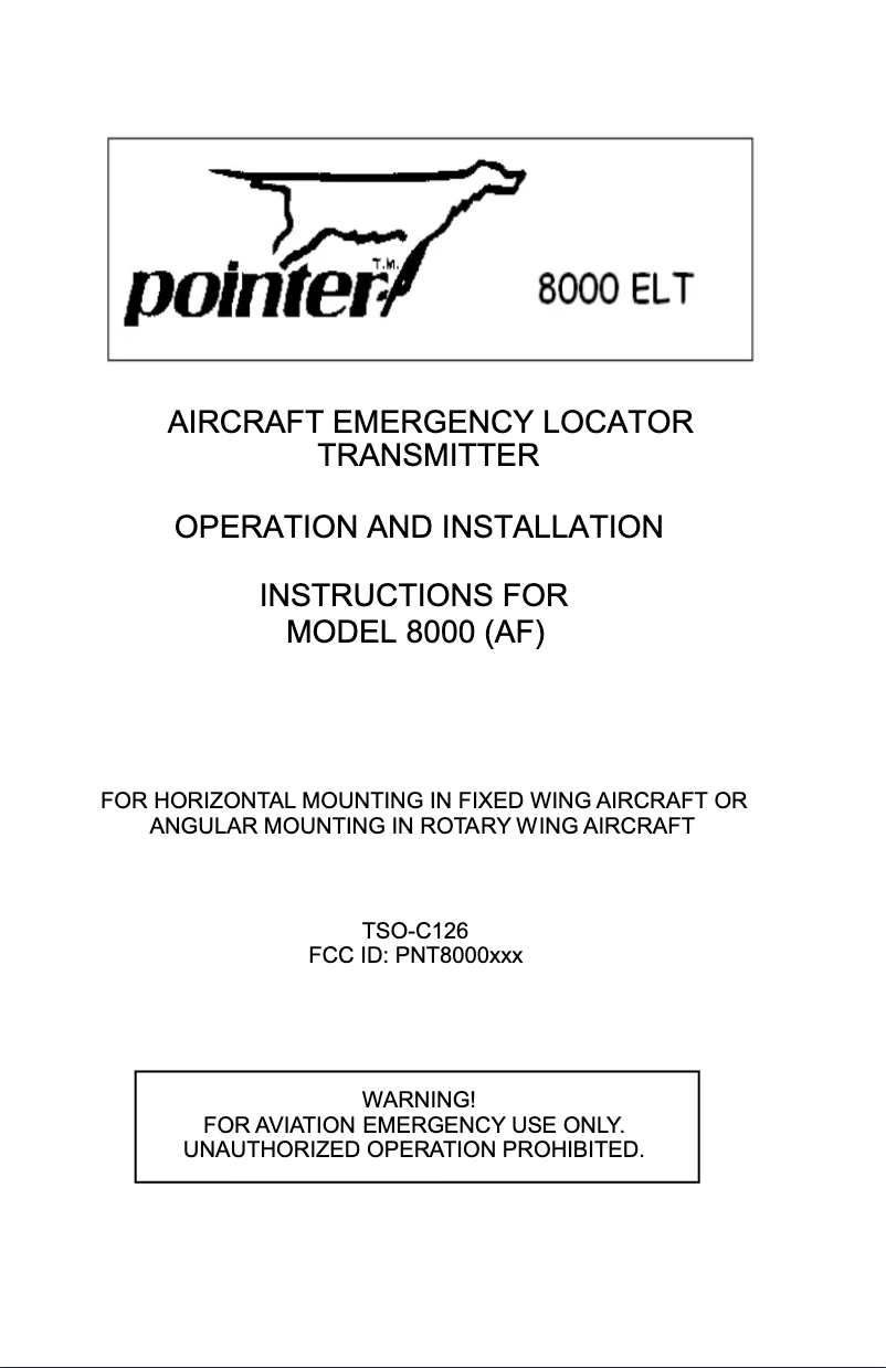 Page n°1 - Manuel utilisateur Pointer 8000 ELT