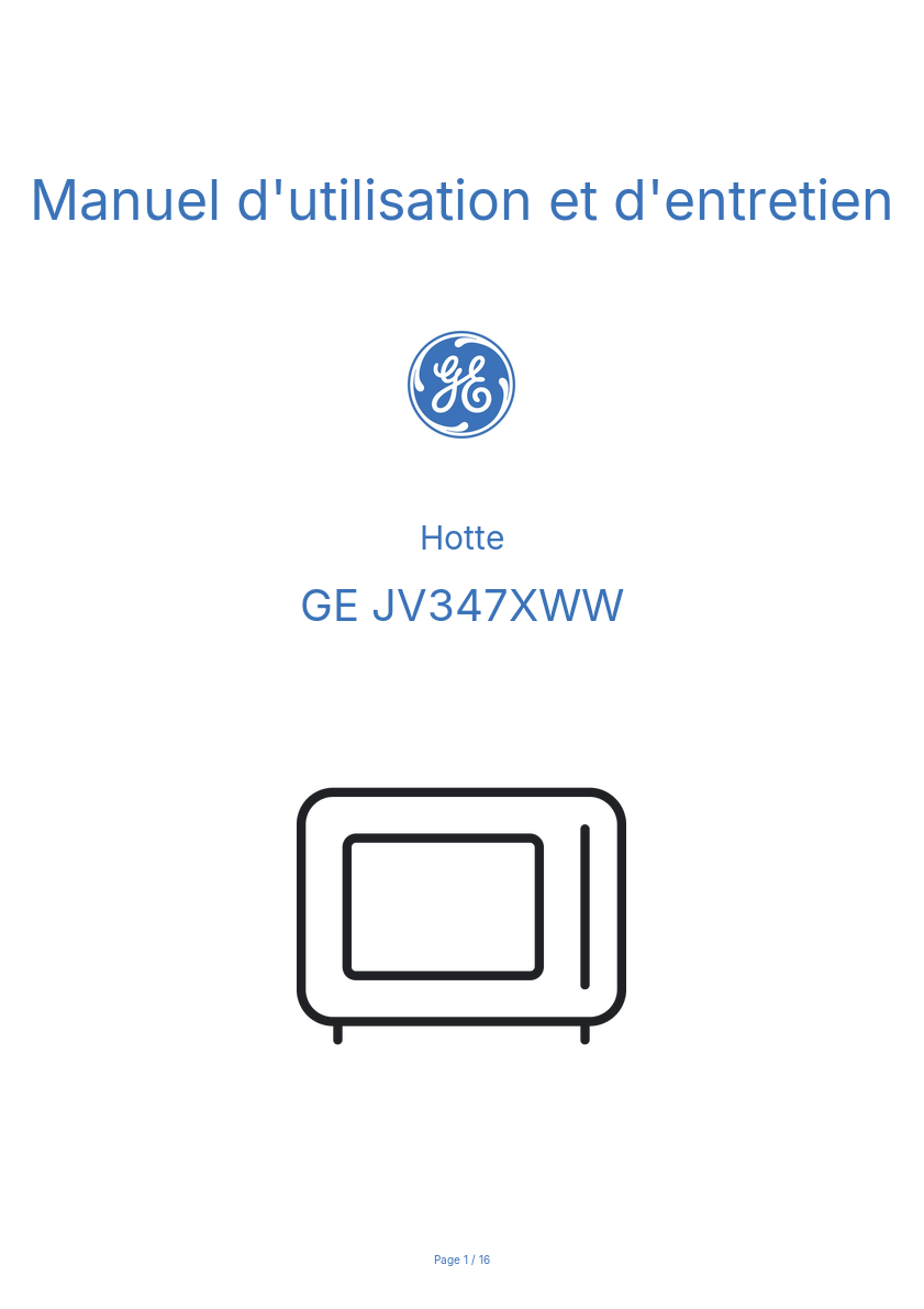 Image de la première page du manuel de l'appareil JV347XWW