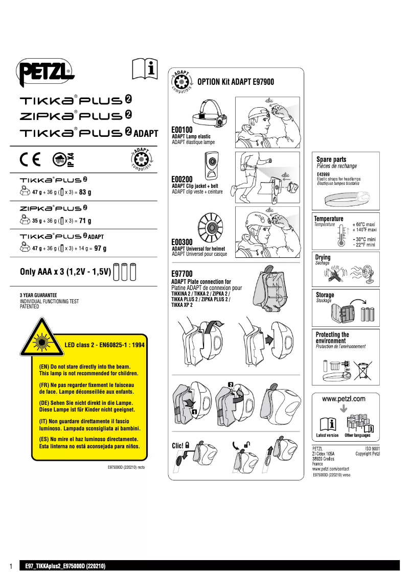 Image de la première page du manuel de l'appareil ZIPKA PLUS²