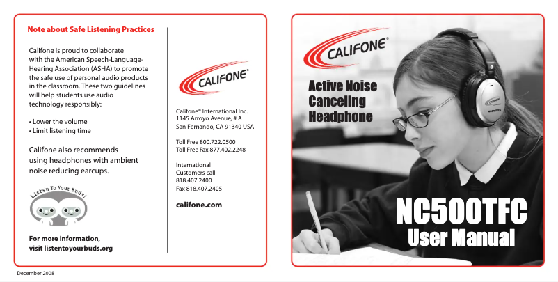 Page 1 de la notice Manuel utilisateur Califone NC500TFC