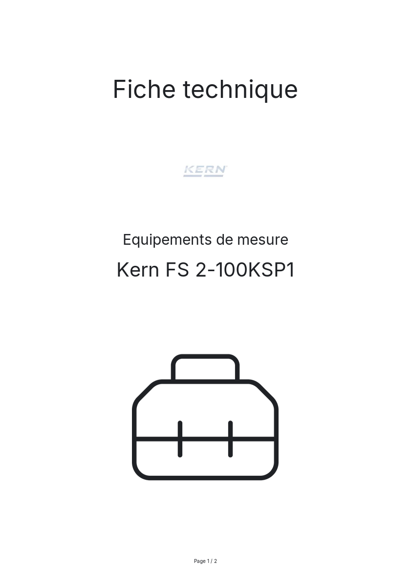 Page n°1 - Fiche technique Kern FS 2-100KSP1
