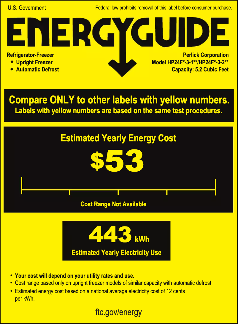 Page n°1 - Label énergétique Perlick HP24FO-3-1L