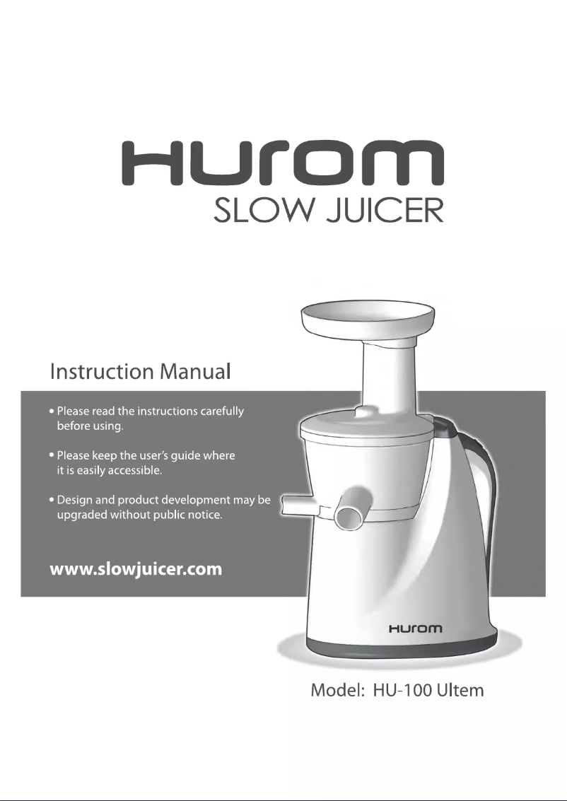 Page 1 de la notice Manuel utilisateur Hurom Ultem HU-100